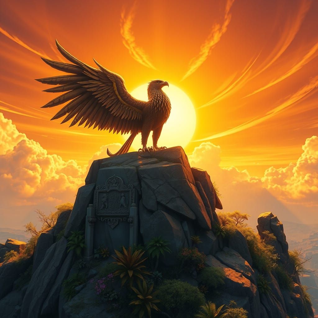 Regal Griffen on Pride Rock in Golden Light