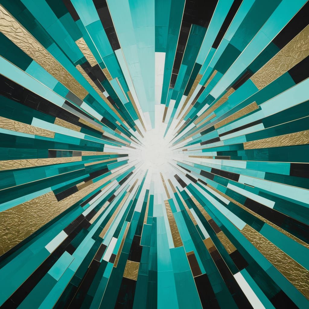 Cubist Oil Painting: Celestial Turquoise Reverie