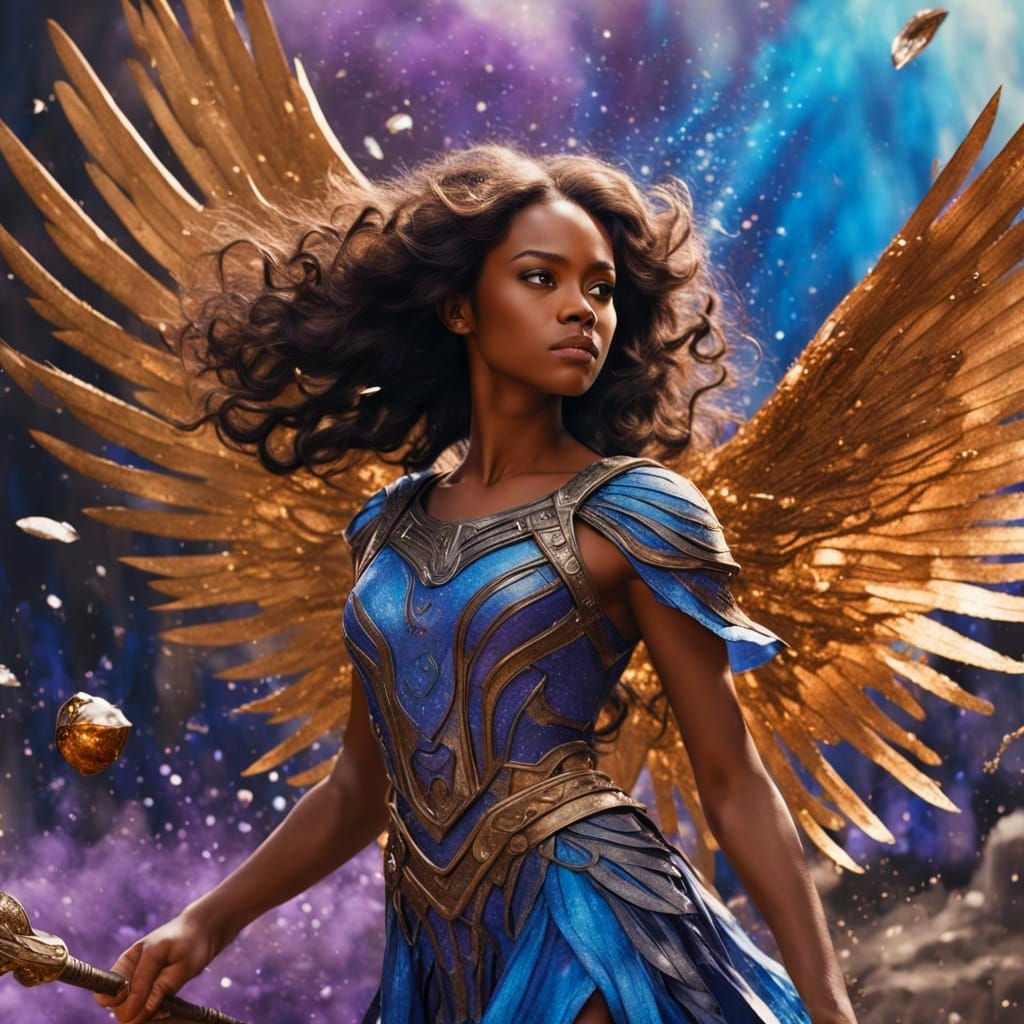 Beautiful Angel with Cocoa Spear in Digital Art