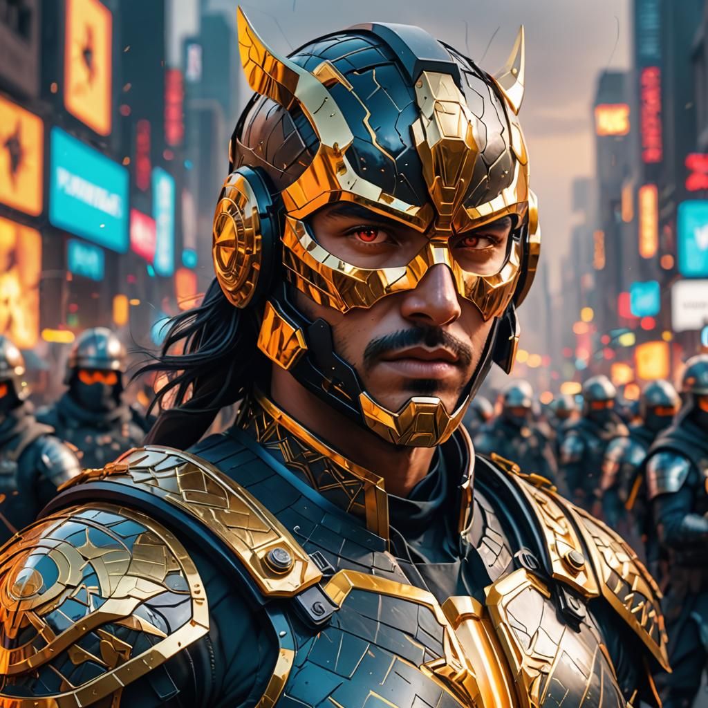 Double Exposure Democracy Warrior in 3D