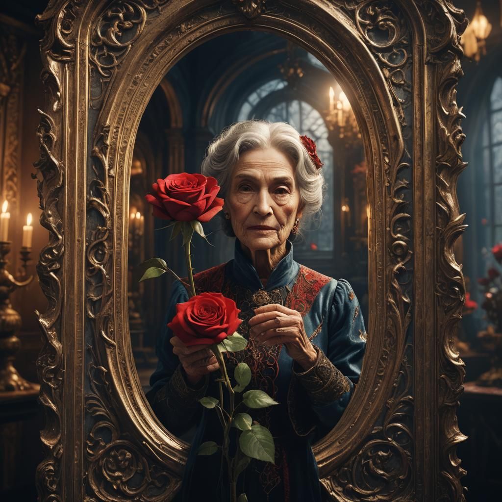 Mystical Reflection: Time-Lapse Rose in Magical Realism