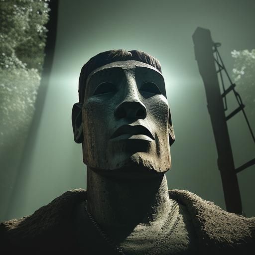 Hairdressers Style Easter Island Heads: Cinematic Still