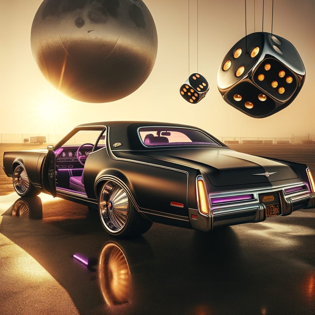 Matte Black 1974 Chrysler Imperial LeBaron with Purple Inter...