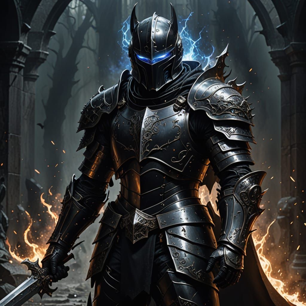 Dark Fantasy Knight in Black Armor