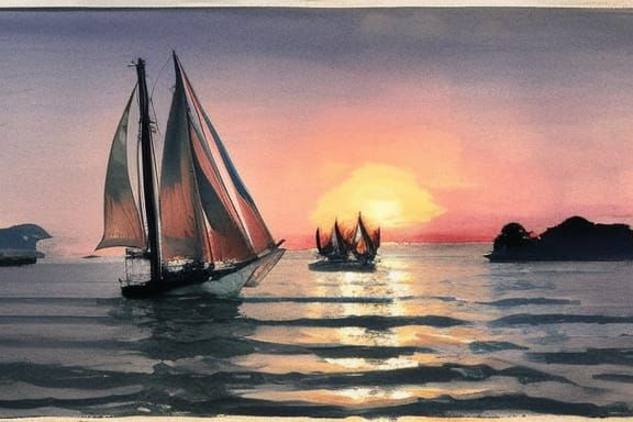 Sailing at sunset