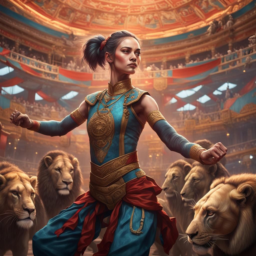 Woman Balances in Circus, Digital Art