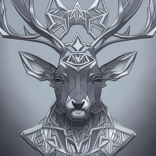 Anthro Deer Engineer Line Art Portrait