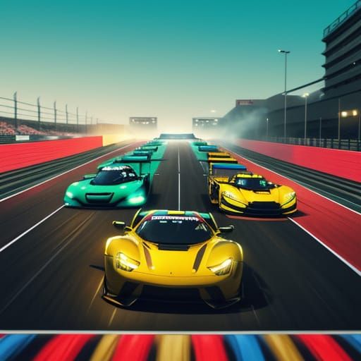Cars Racing: Hyperrealistic Splash Art in 4K