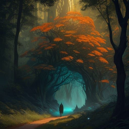 Surreal Nature Landscape in Art Nouveau Style