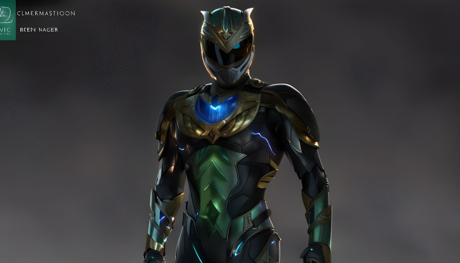 Futuristic Green Ranger with Holographic Shield