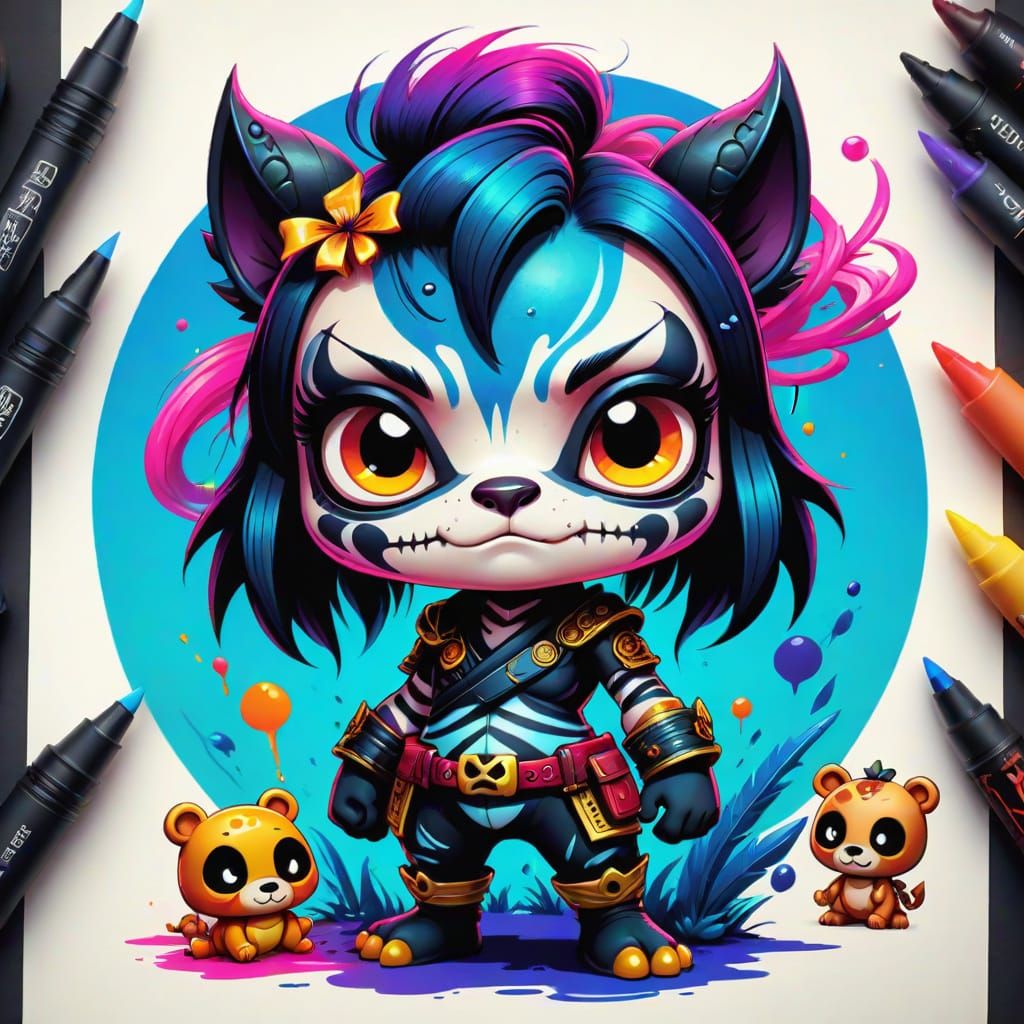 Vibrant Watercolor Flash Tattoo Sheet in New-Age Style