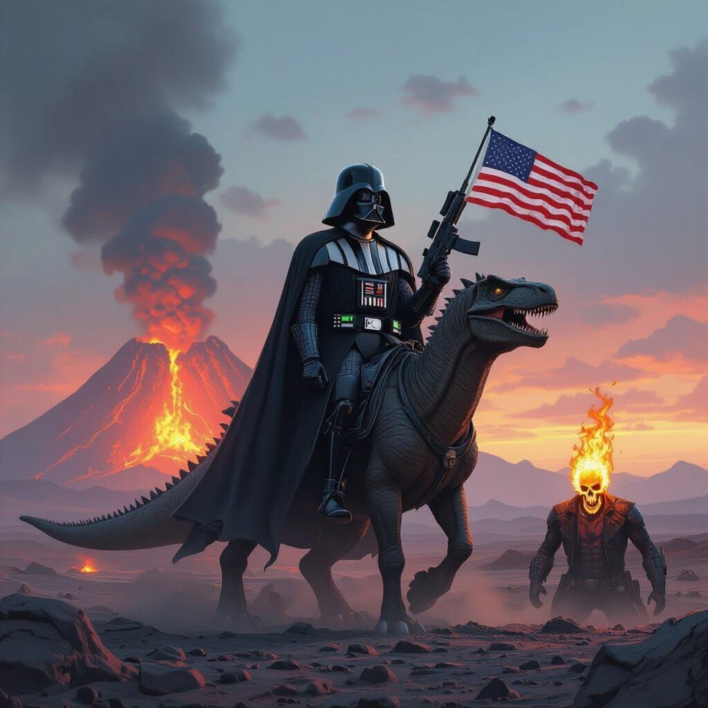 Spinosaurus, Darth Vader, and Ghost Rider Fusion