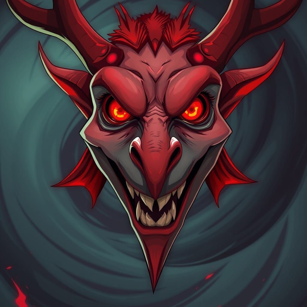 Demonic Close-Up in Fractal Vortex, Animated Style