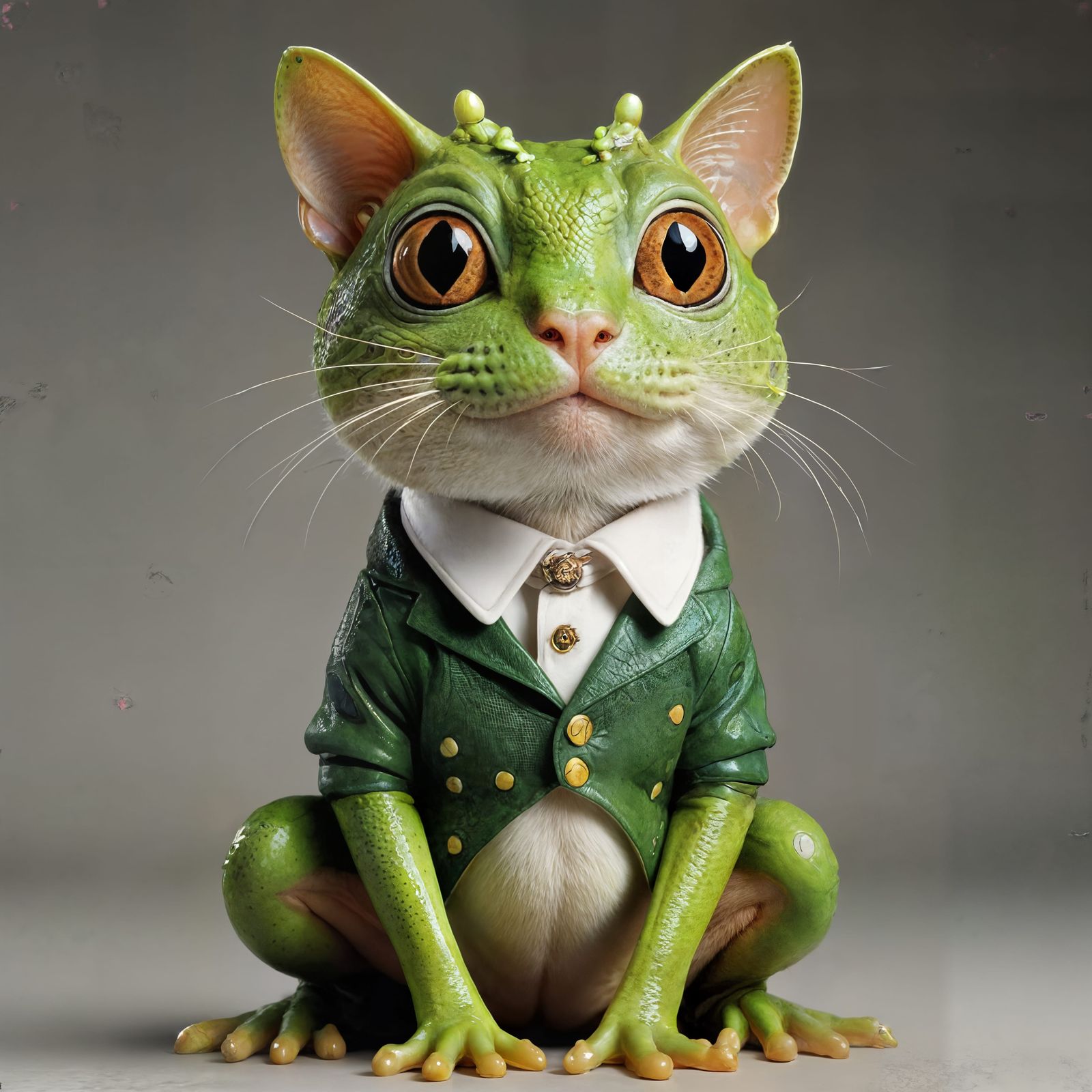 Anthropomorphic Cat-Frog Hybrid Creature