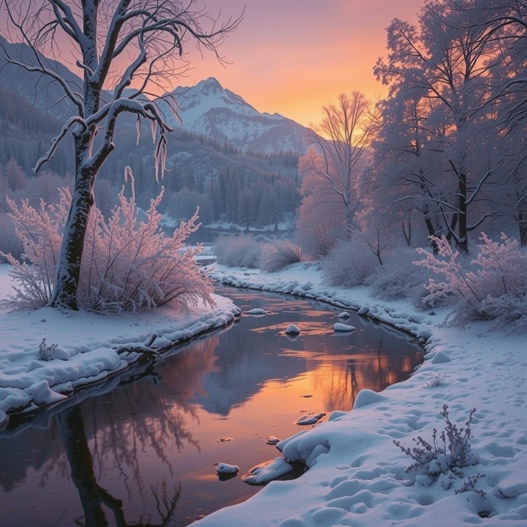 Winter Morning Sunrise in the Mountains