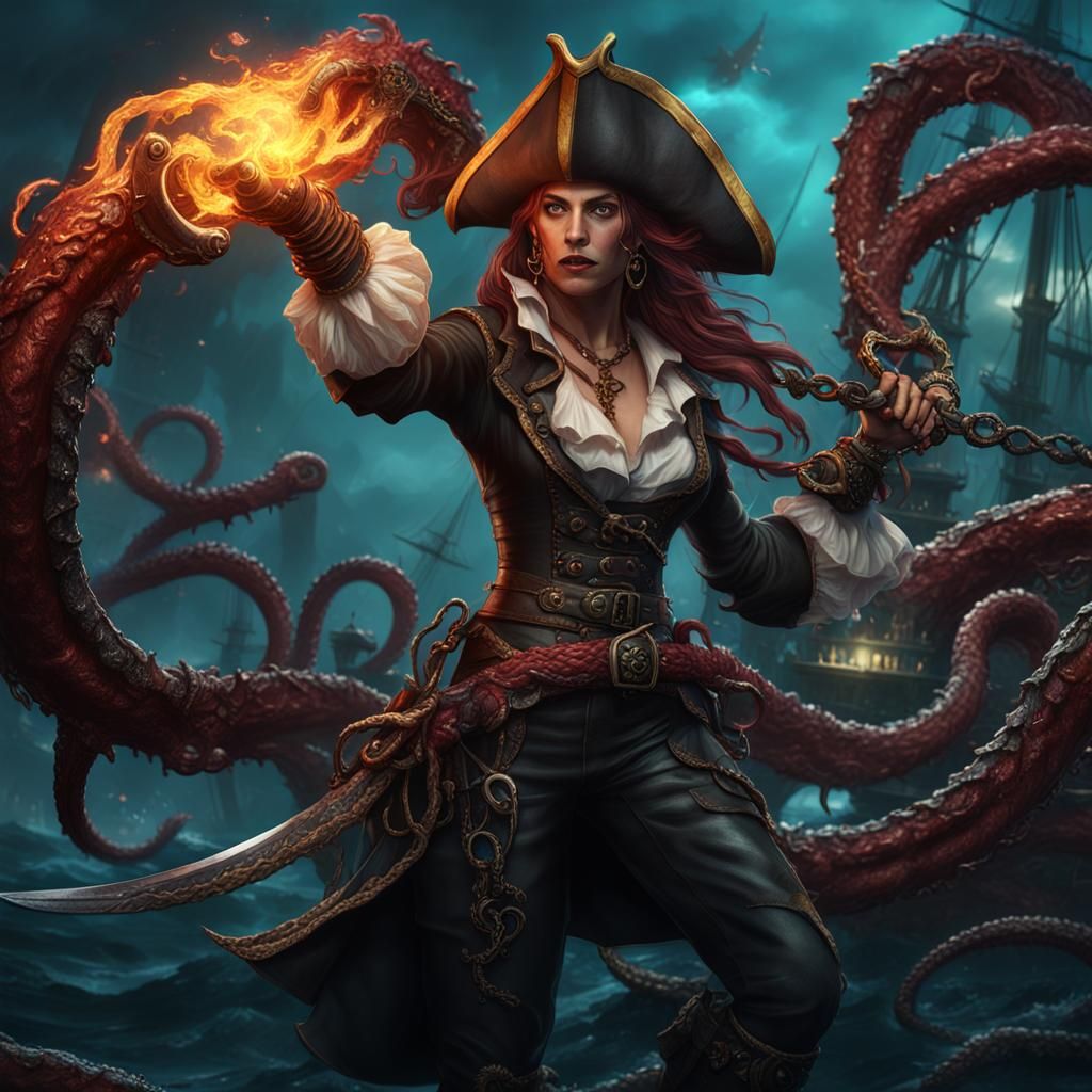 Demonic Pirate Tentacle Swashbuckler in Detailed Matte Paint...