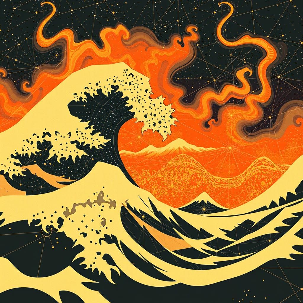 Modern Geometric Artwork with Celestial Influence