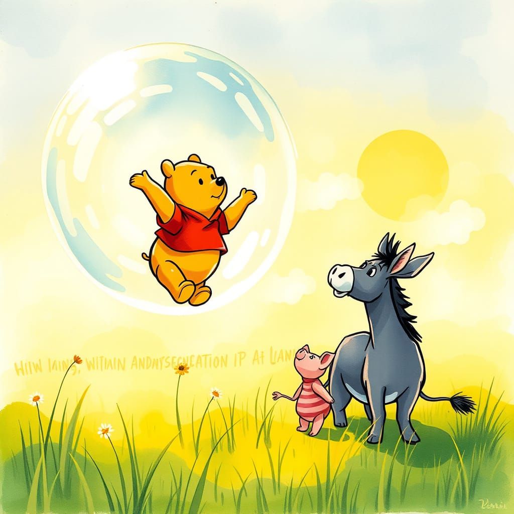 Winnie the Pooh Soaring in a Bubble