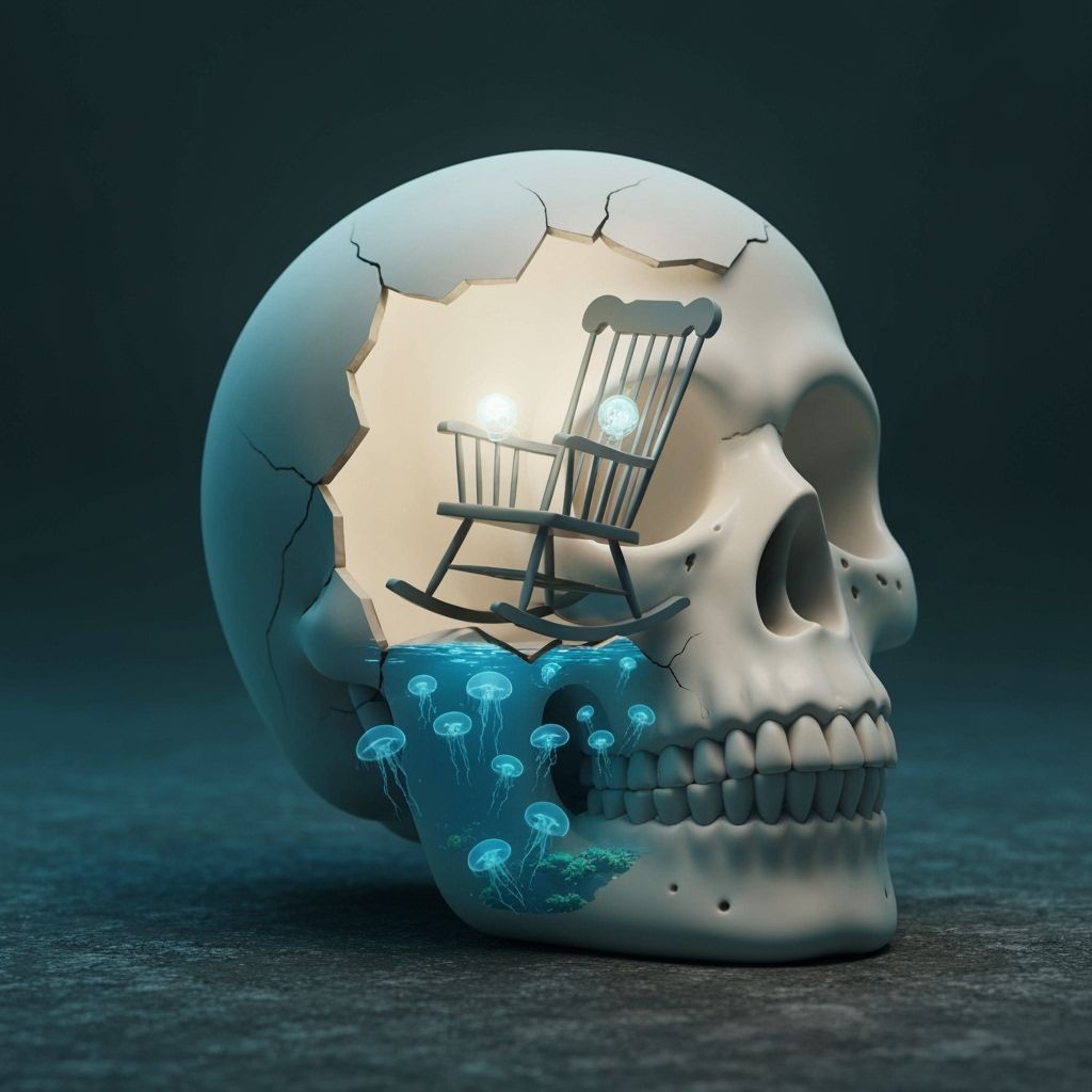 Surreal Underwater World Inside Cracked Skull