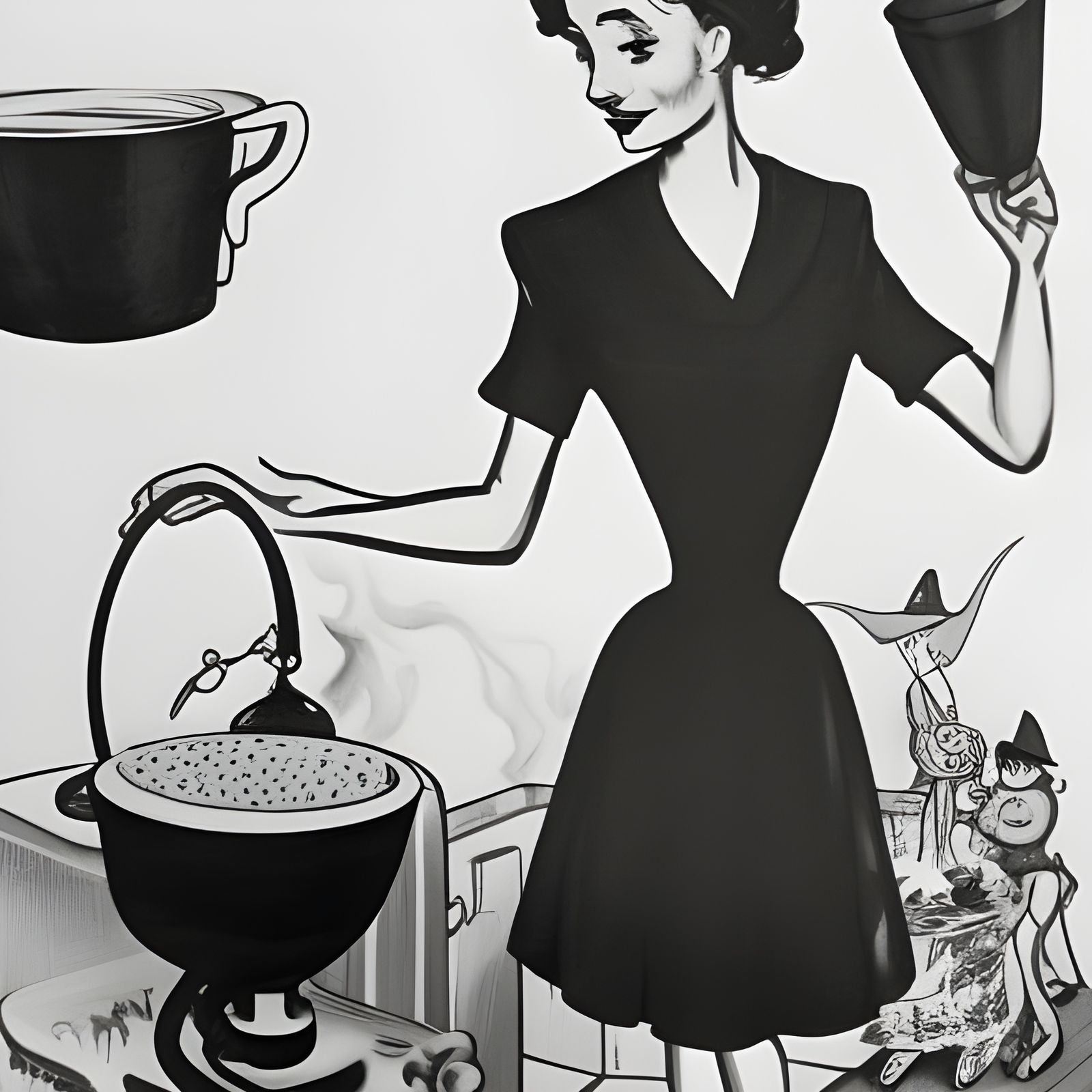 '50s Witch Boiling her Mystical Potion (While wearing Dior, of course)