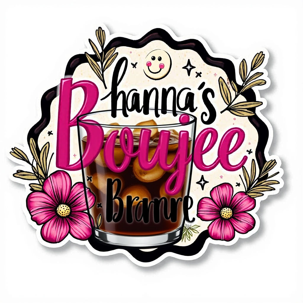 Boujee Sticker Design with Flowers and Sparkles