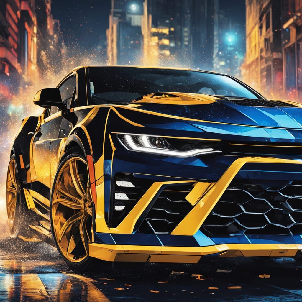 Lego Autobot Camaro Bumblebee in Oil Painting Style