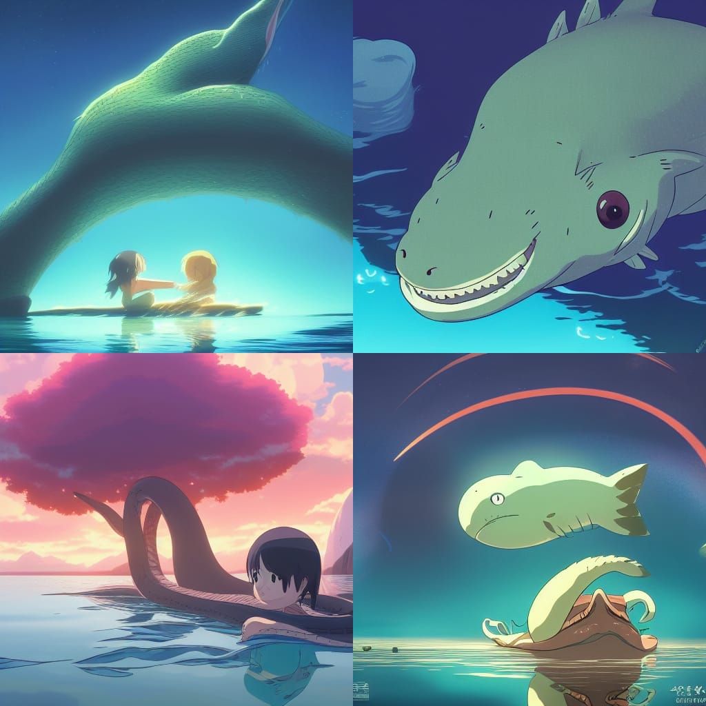 Cute Eel in Lake: Studio Ghibli Anime Visual
