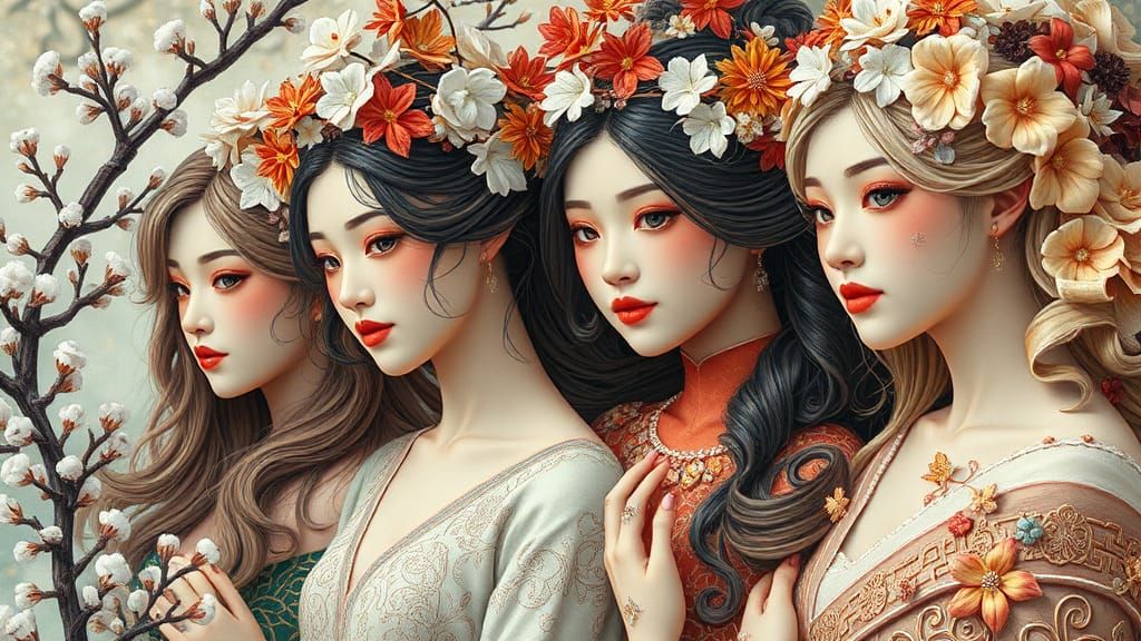 Four Seasons Fairytale Women in Vivid Colors