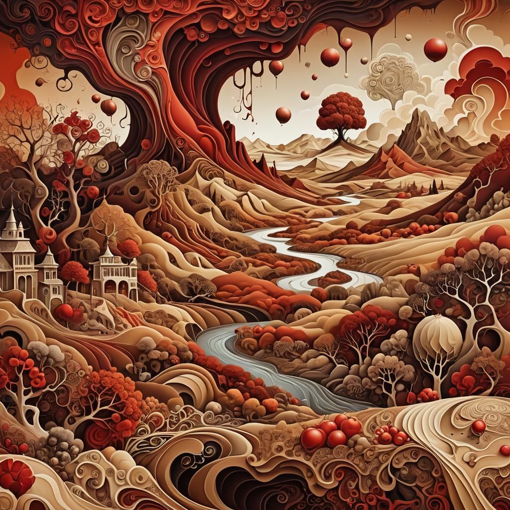 Surreal Thanksgiving Landscape in a Dali Style