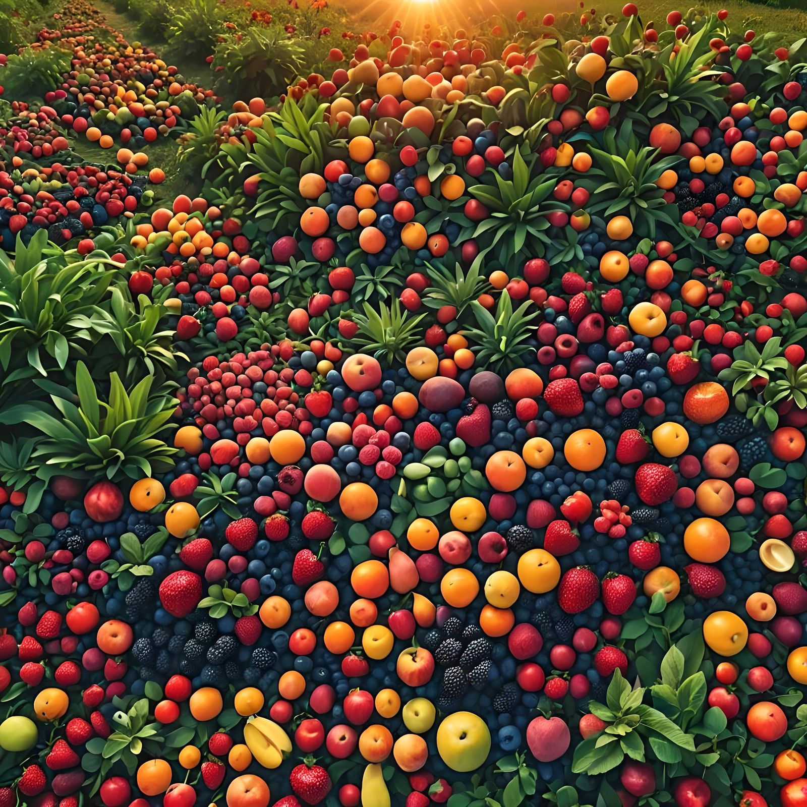 Fruit Landscape at Sunset