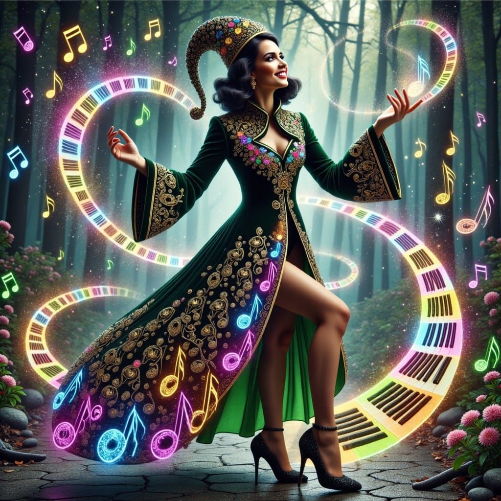 Mystical Jester Casts Enchanted Spell in Shimmering Velvet C...