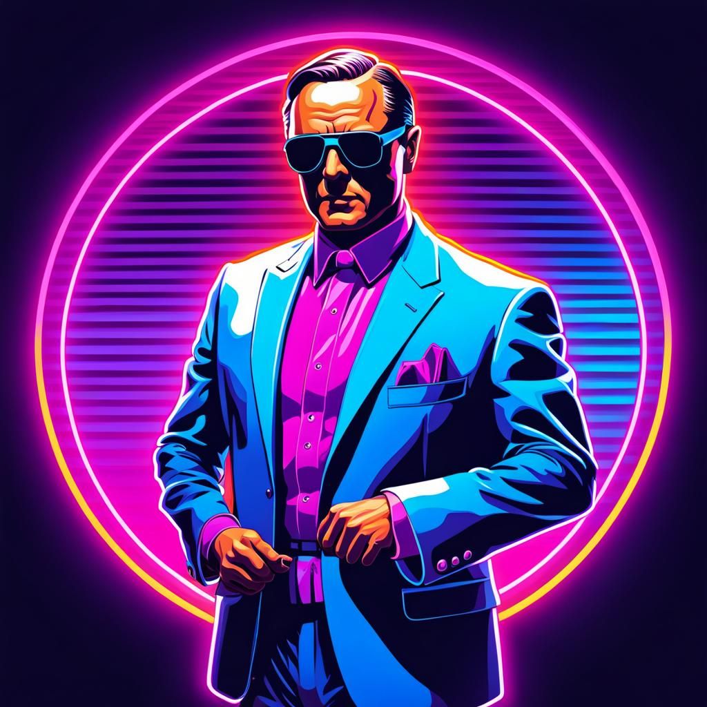 Hannibal Lecter Dancing in Synthwave Neon Style