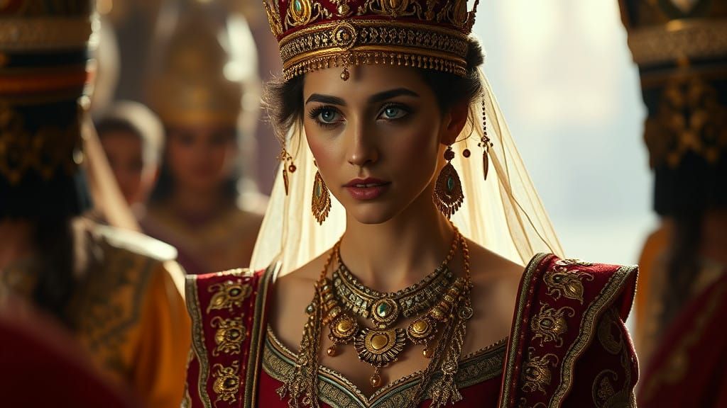 Ancient Persian Queen in Regal Attire