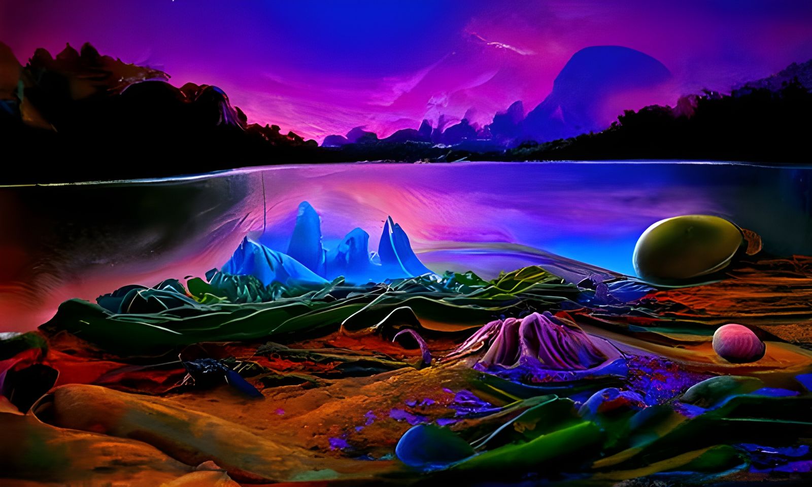 Vibrant Alien Landscape Painting in Hyperrealistic Surrealis...