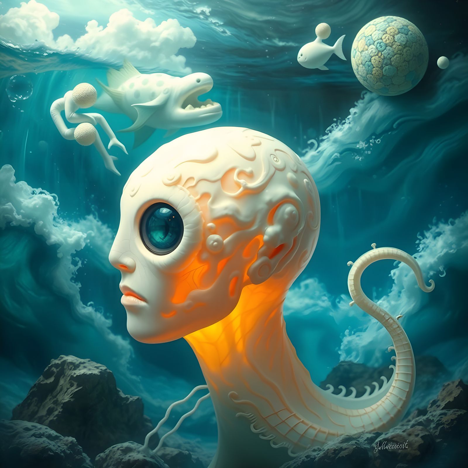 Impasto Cascade Hallucination Surreal  Albino Headhunter Loa...