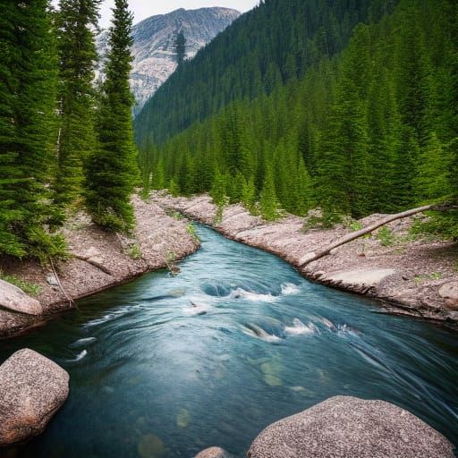Mountain River Landscape in Professional Photography Style