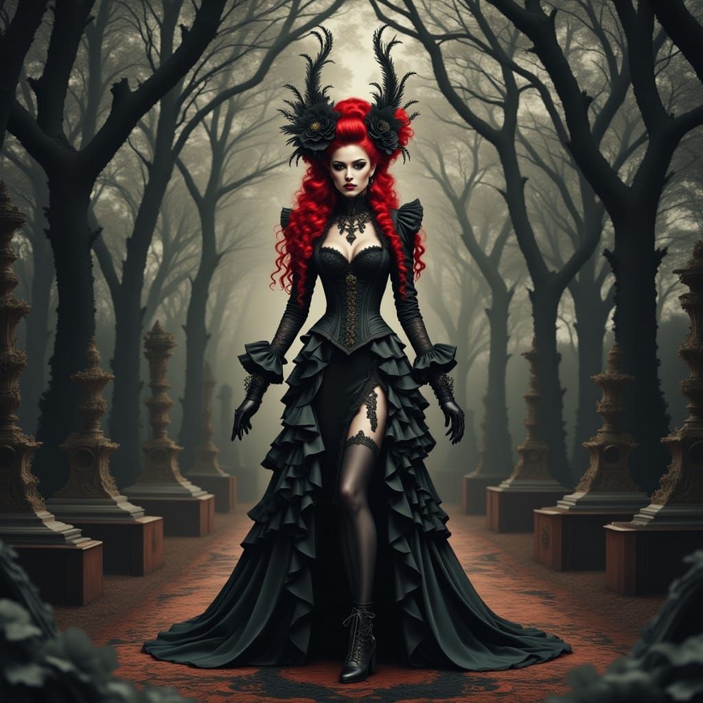 Faerie Witch Summoning Spirits in Cemetery