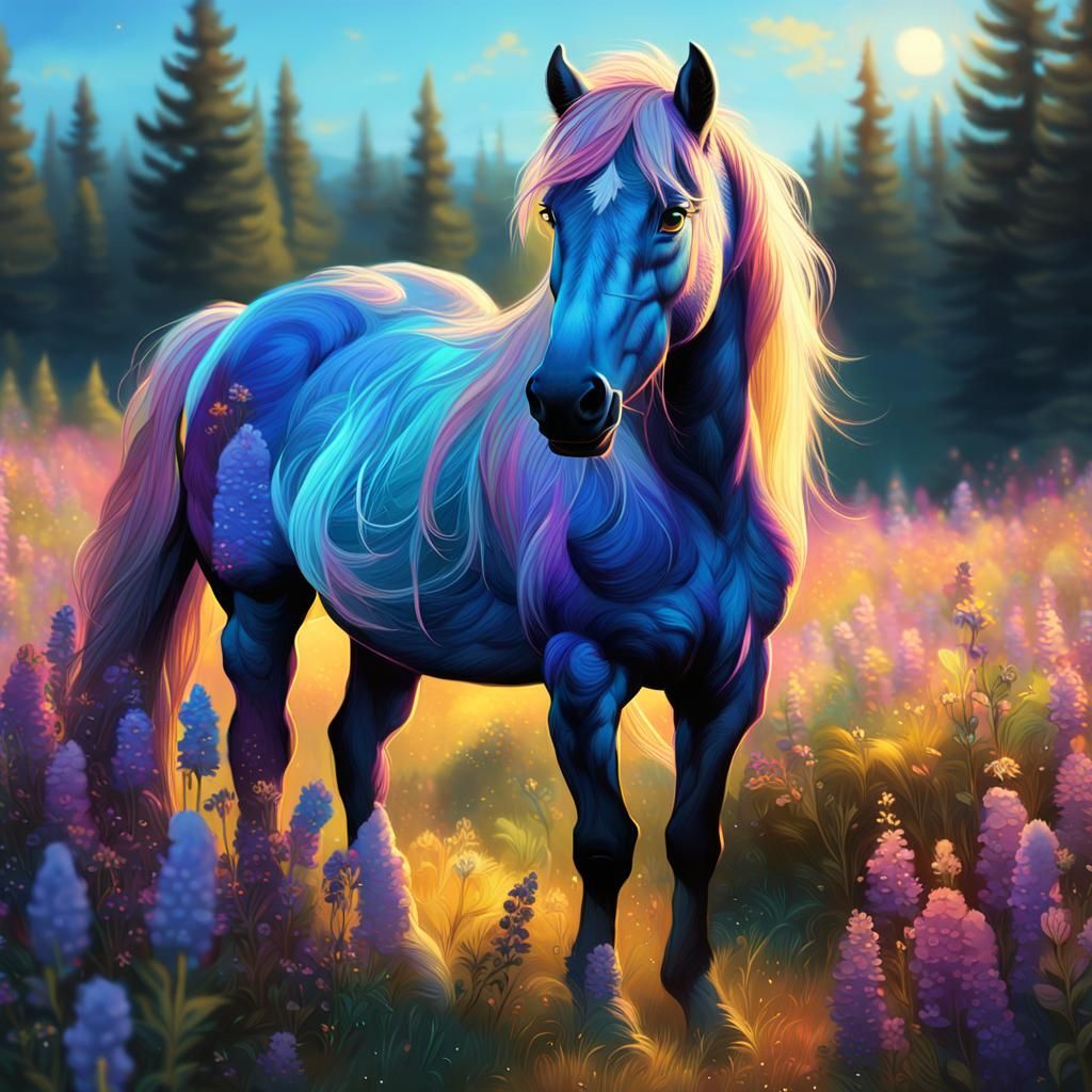Majestic Pony in Lush Fantasy Meadow