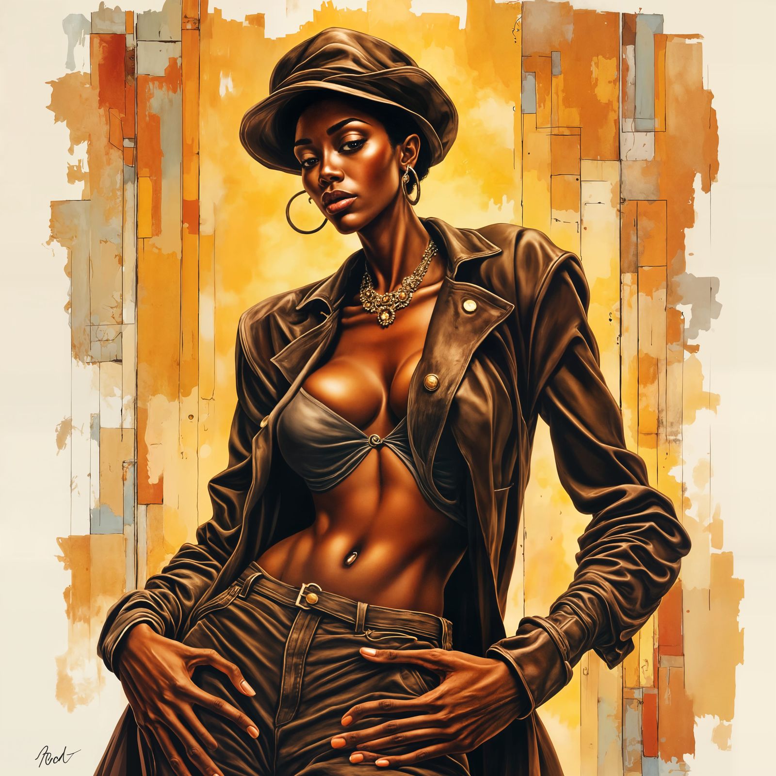 Beautiful Black Woman in Avant-Garde Fashion