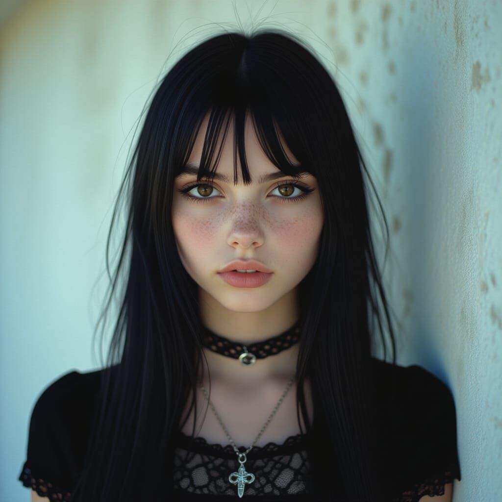 Goth Teenager in Cinematic Film Still