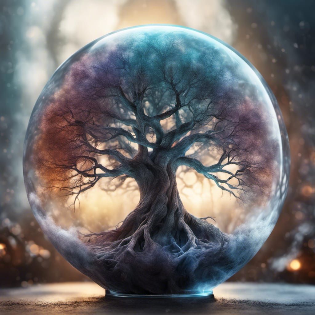 Yggdrasil World Tree in Glass Sphere: CGI Render