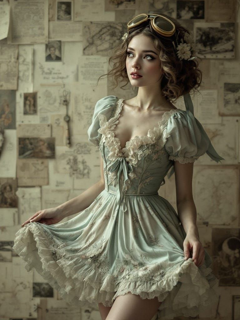 Whimsical Vintage Fantasy Portrait with Tactile Elegance