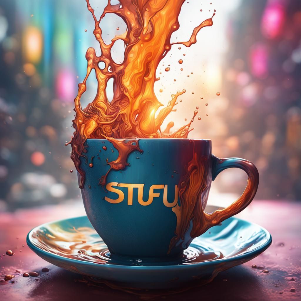 Hyperrealistic Cup in Splash Art Style