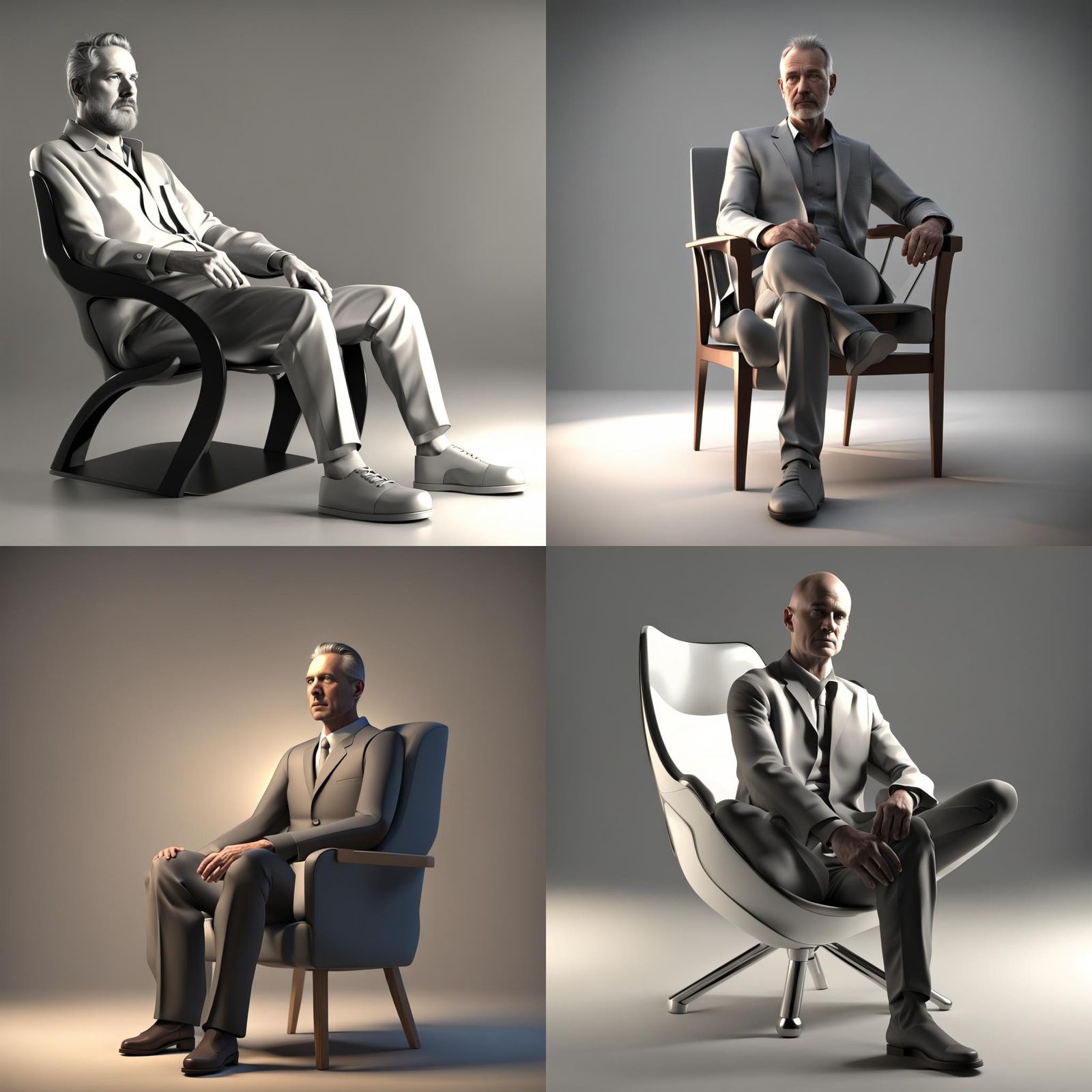 Man Sitting in Chair, LightWave 3D Render