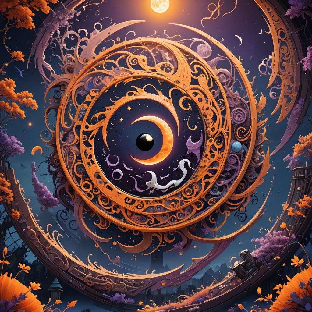 Yin Yang Sun and Moon Digital Matte Painting