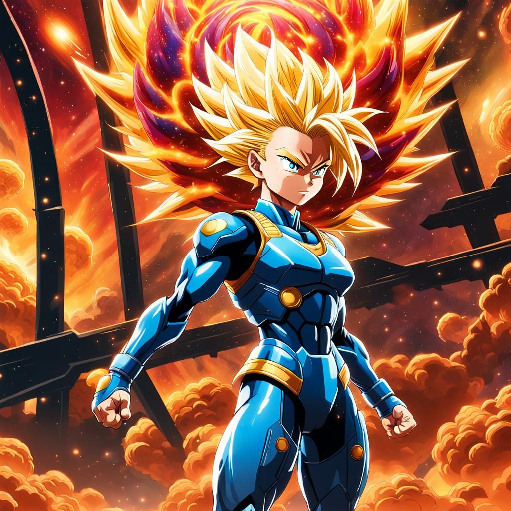 Super Saiyan Warrior in a Swirling Nebula