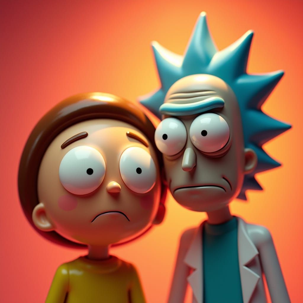 Rick and Morty in Vibrant Complimentary Hues
