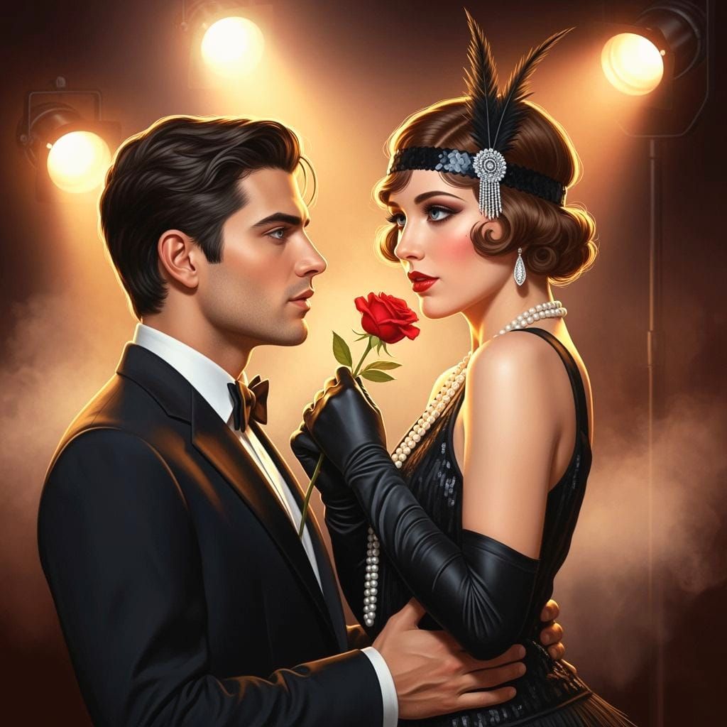 Passionate Flapper Dance in Oil Portrait Style