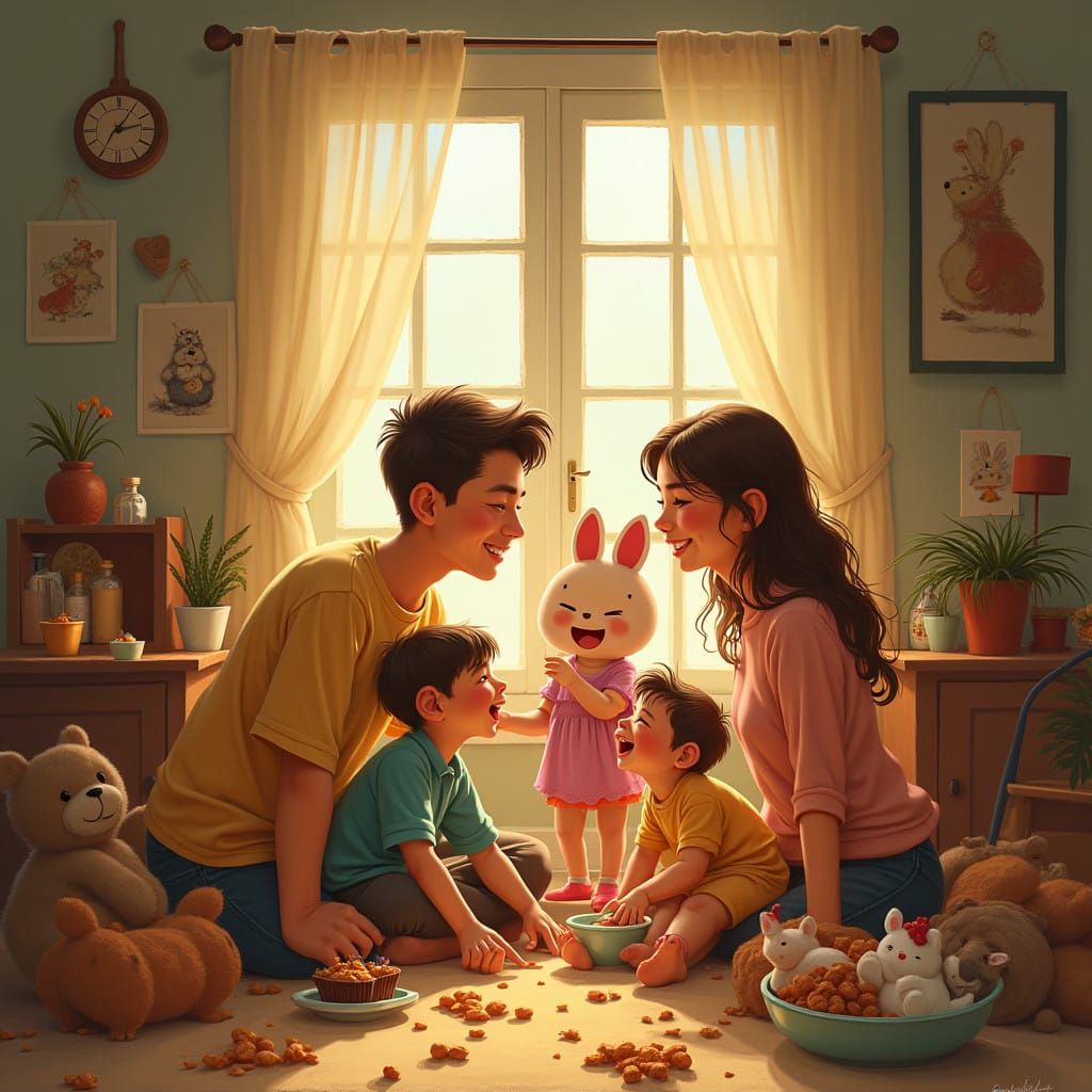 Warm Family Scene with Love and Laughter