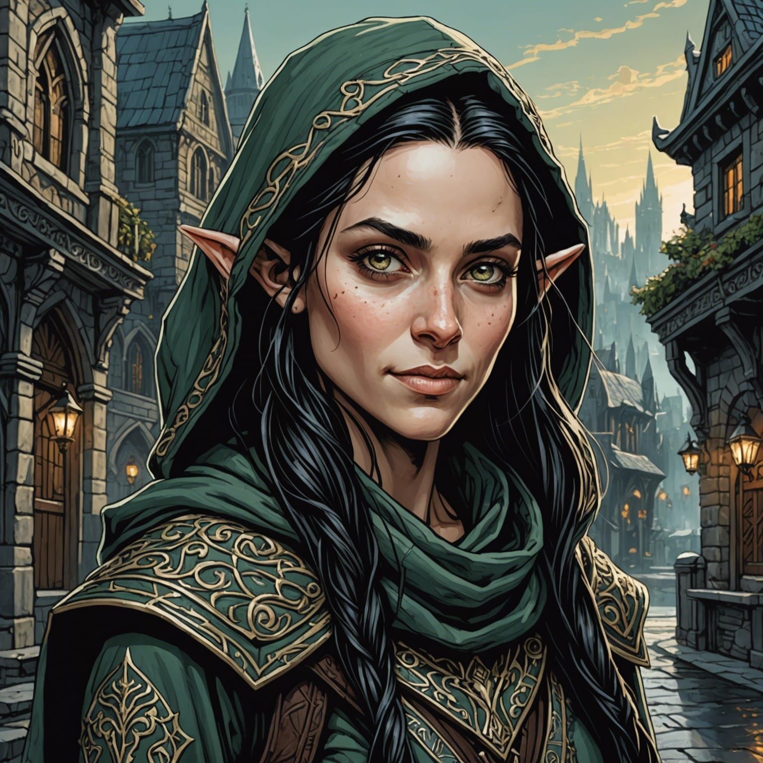 Elven Rogue Portrait in Ornate Detail